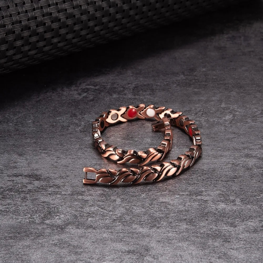 Magnetic Pure Copper Bracelets for Women Vintage Fish Chain Health Energy Magnet