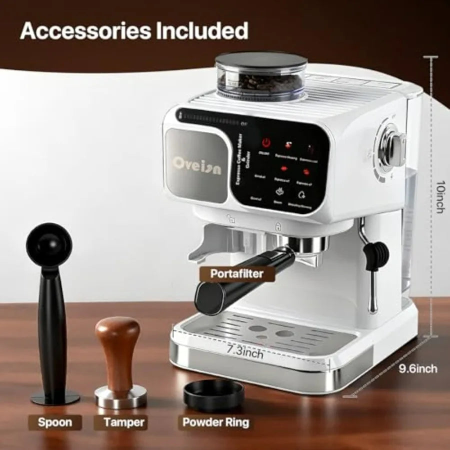 Espresso Machine White Fast Heating for Cappuccino Latte Coffee Maker for Home Office