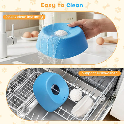 Slow Feeder Dog Bowls, Lick Sphere Puzzle Feeder for Liquid Treats, Non-Spill Pu