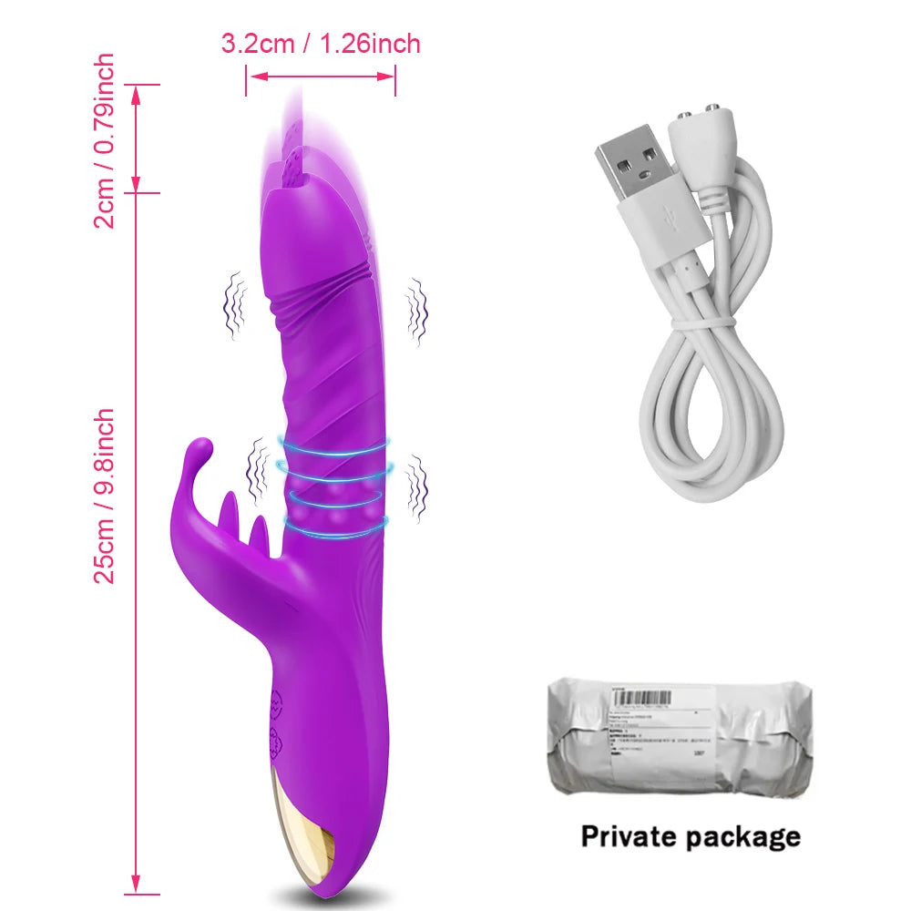 Thrusting Rabbit Vibrator for Women Go and Come G-Spot Dildo Vibrator Clitoris Stimulator Female Masturbation Sex Toy for Women