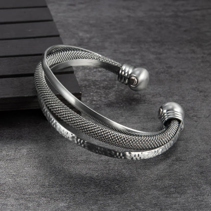 Pure Copper Bracelets for Women Silver Color Adjustable Cuff Magnetic Bangles Ar