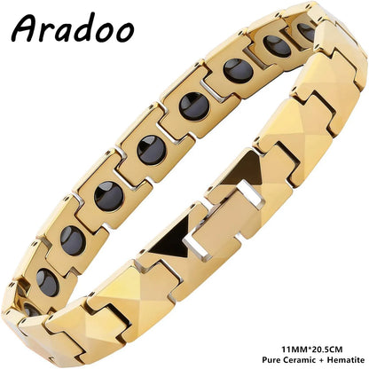 ARADOO Premium Ceramic Titanium Steel Bracelet for Men Women with Hematite Magne