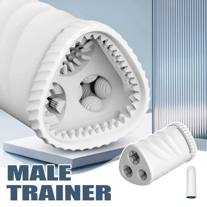 Male Piston Movement Training Device, Three Channel Strong Vibration Intimate Exercise Tool For Adult Wellness Gear