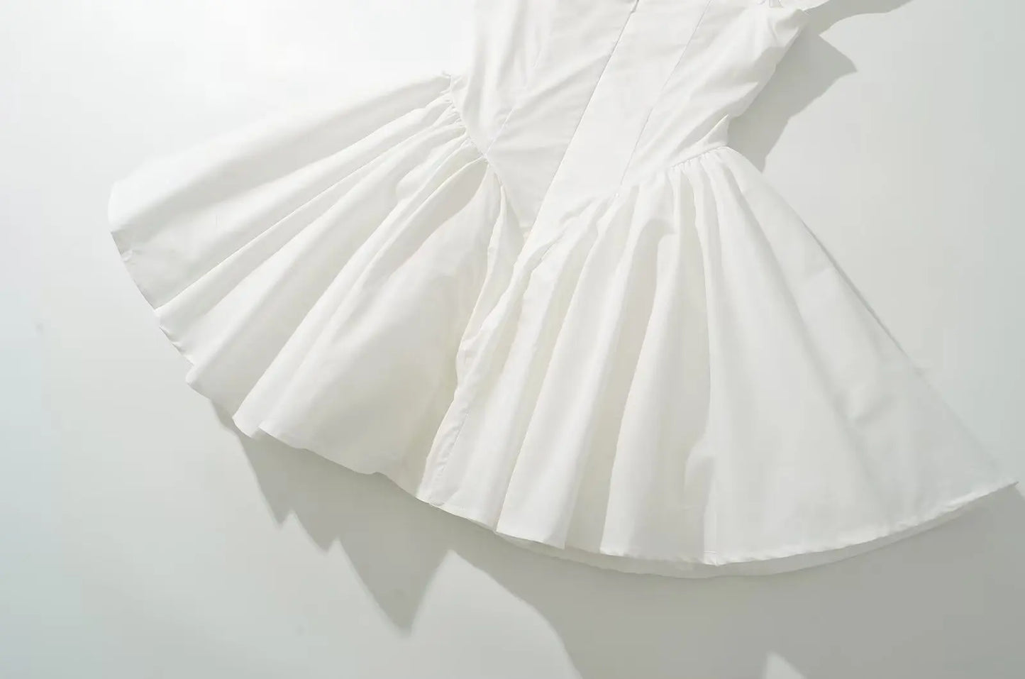 YENKYE Summer Women Sexy Fit And Flare White Mini Dresses Short Sleeve Low Waist