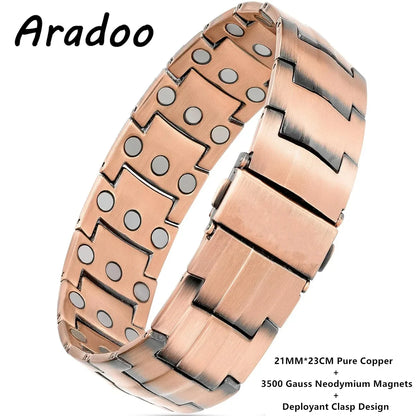 ARADOO 3500 Gauss Neodymium Magnetic Titanium Steel Bracelet for Men with Deploy
