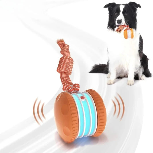 Interactive Dog Toys Smart Rolling Ball With Rope Motion Activated Automatic Moving Squeaky Dog Training Puppy Chew Toy Balls