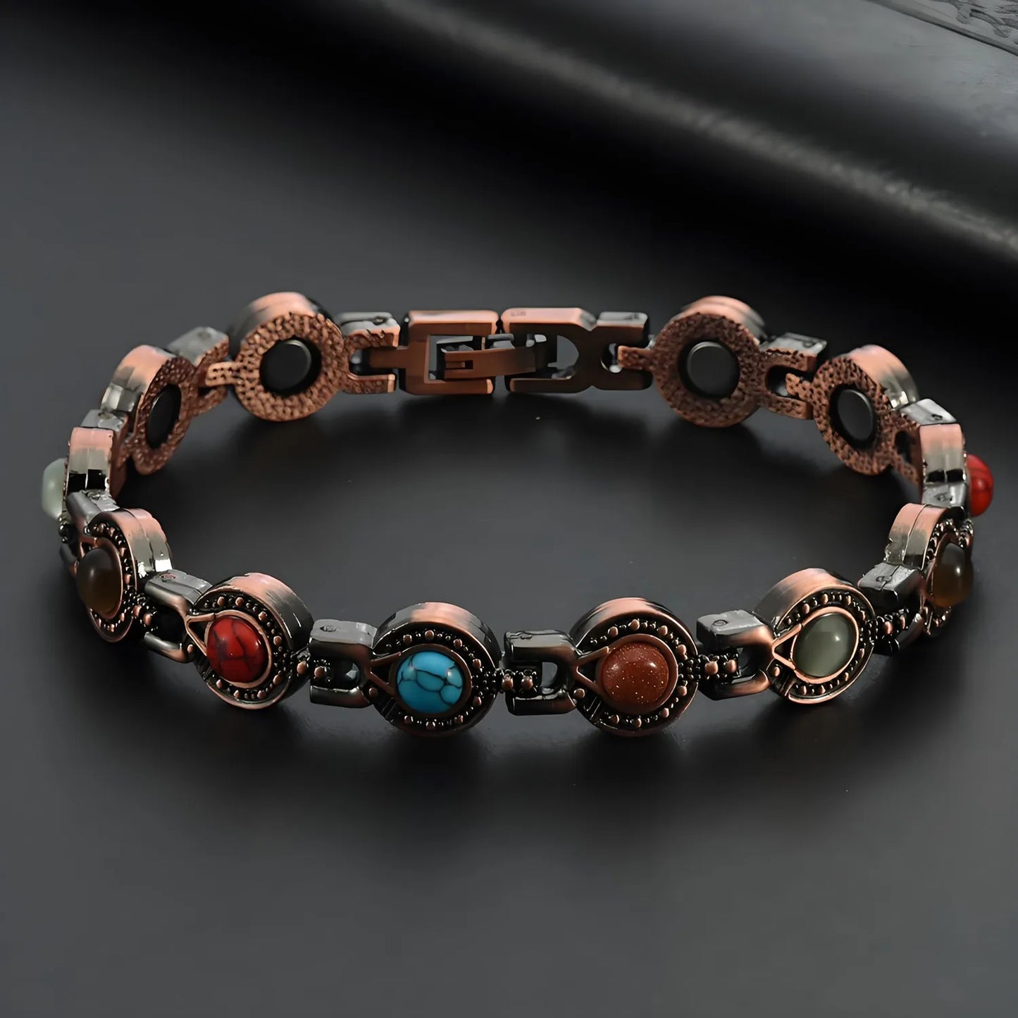 ARADOO Pure Copper Bracelets for Women with Turquoise Ultra Strength Magnetic Wr