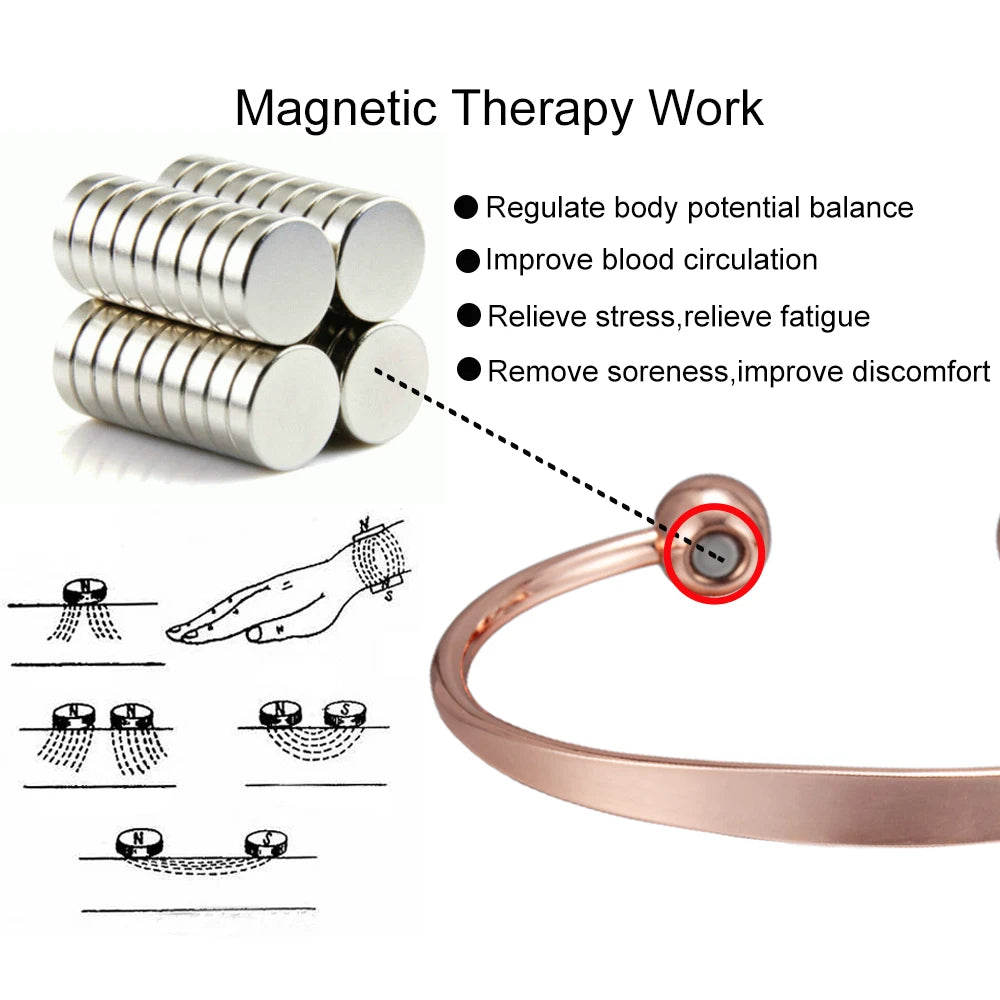 Vinterly Pure Copper Bracelets Magnetic Shiny Adjustable Bangles Arthritis Pain