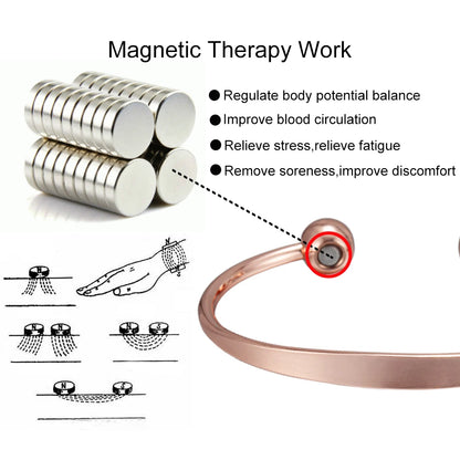 Vinterly Pure Copper Bracelets Magnetic Shiny Adjustable Bangles Arthritis Pain