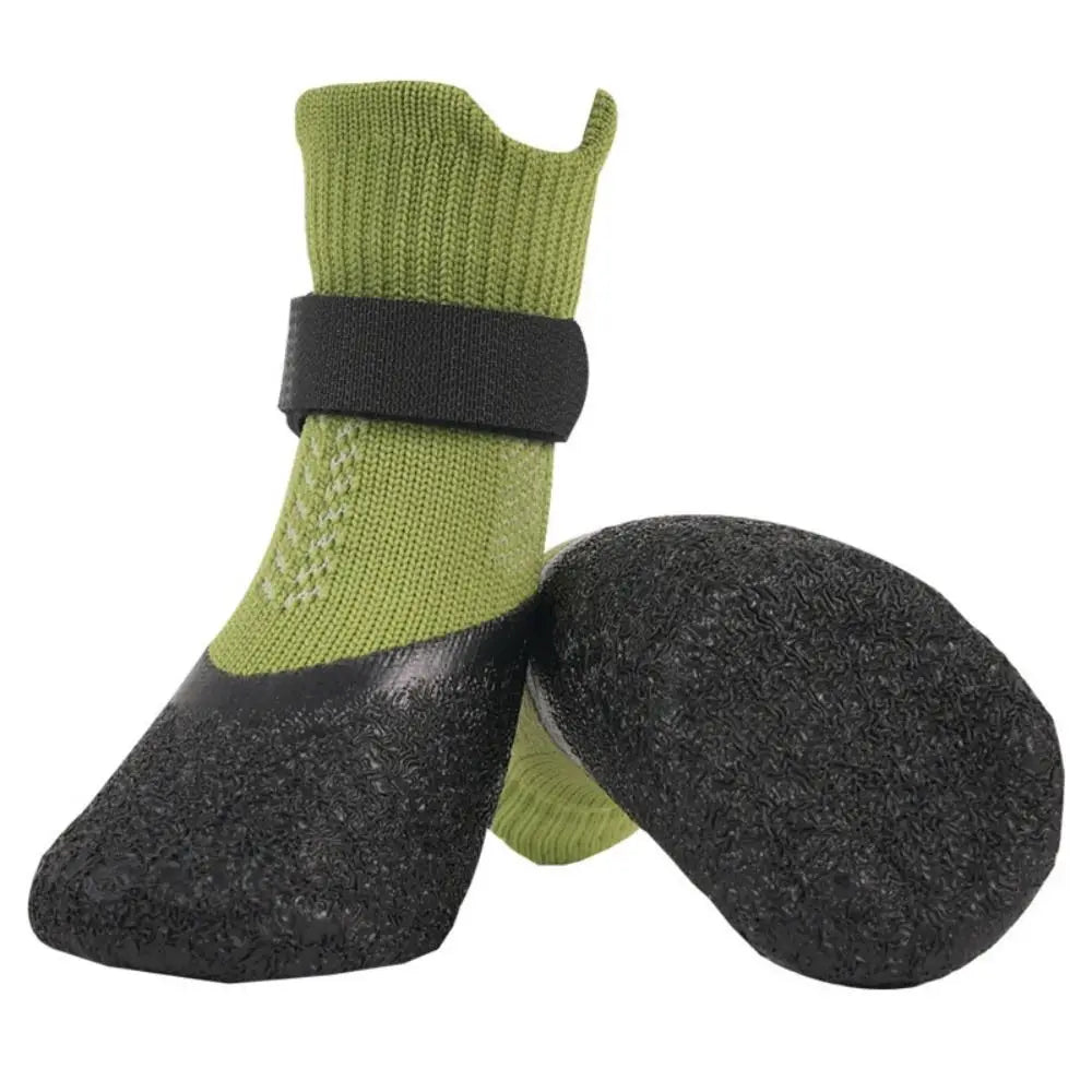 4pcs Casual Waterproof Pet Socks Shoes Anti-dirty Non-slip Dog Shoes Breathable Dog Paw Protector Outdoor