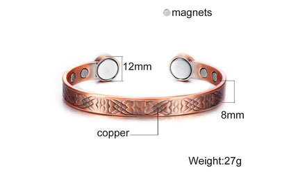 Vinterly Pure Copper Bracelets Adjustable Vintage Knot Magnetic Bangles 8mm Wide