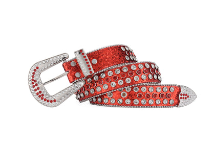 Men's Jeans Rhinestone Large Size Belt Women's Belt Western Denim Shiny Rivet Design Leather HipHop Punk Rock Y2K Style Belt