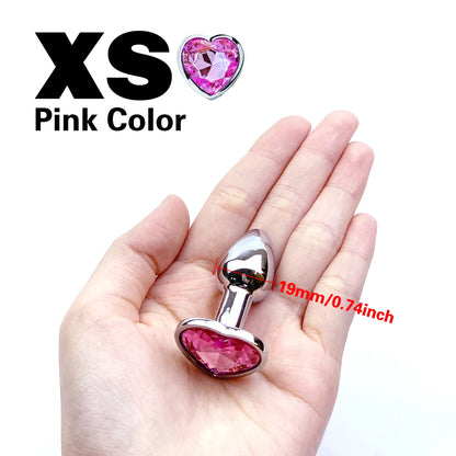 Metal Anal Plug Heart Crystal Beginner To Expert 5 Size Butt Plug Adult Toy Tail Female/Male Dildos Sex Toys Couples Adults Game