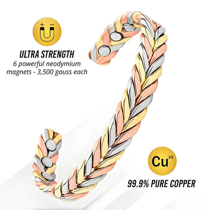ARADOO Pure Copper Bracelets for Women 3500 Gauss Magnetic Therapy Braided Cuff