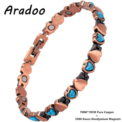 ARADOO Pure Copper Bracelets for Women with Turquoise Ultra Strength Magnetic Wr