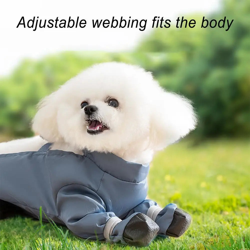 Waterproof Dog Boots With Suspenders Adjustable Anti-Fall Dog Pet Boots Dirty-Proof Pet Shoes For French Bulldog Poodle