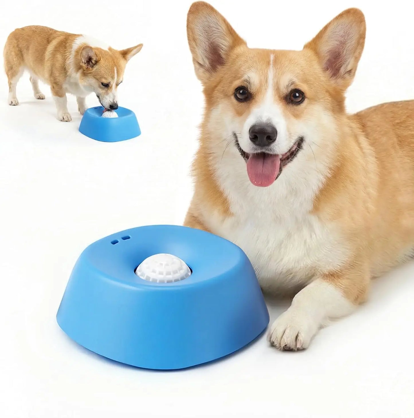 Slow Feeder Dog Bowls, Lick Sphere Puzzle Feeder for Liquid Treats, Non-Spill Pu