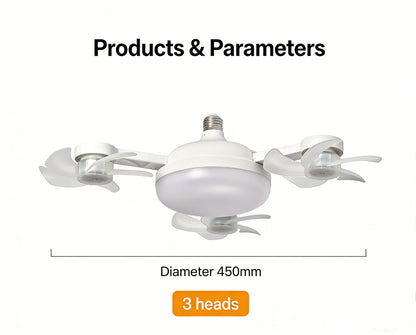 Ceiling Fan Light Drone E27 3/4 Head 2-in-1 Design Fan Lighting Bulb with Remote Control AC85-265V for Home Restaurant Bedroom