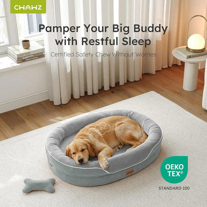 Extra Large Orthopedic Dog Bed with Cooling Memory Foam, Washable and Nonslip, Light Grey for Large Dogs