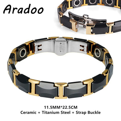 ARADOO Classic Dreamy Blue Ceramic Titanium Steel Bracelets Strap Buckle Design