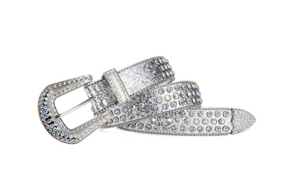 Men's Jeans Rhinestone Large Size Belt Women's Belt Western Denim Shiny Rivet Design Leather HipHop Punk Rock Y2K Style Belt