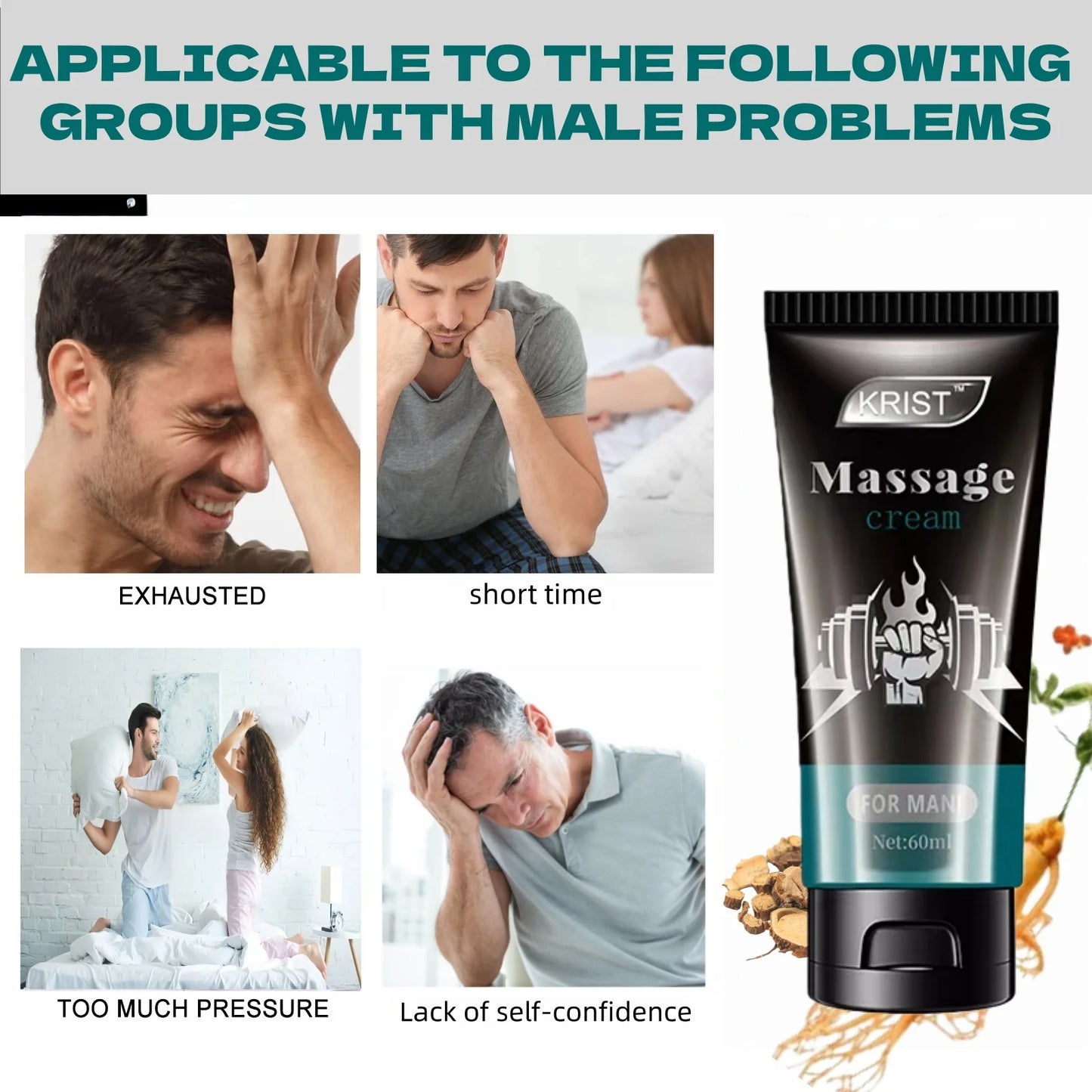 Men's Massage Cream for Intimate Experience Interactive Relaxation Fast Absorption Non-Greasy Promotes Bonding And Comfort