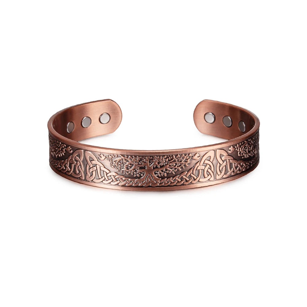Vinterly Pure Copper Bracelet Yggdrasil Viking Adjustable Magnetic Bangles Arthr