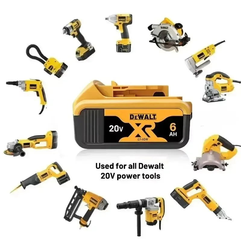 DeWalt 20V Replacement Battery – 2Ah, 5Ah, 6Ah & 9Ah Li-Ion | Compatible with DCB200, DCB205, DCD & DCF Series