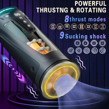 Telescopic Heating Male Intimate Massager, Digital Display Vibration Transparent Smart Training Adult Wellness Gadget