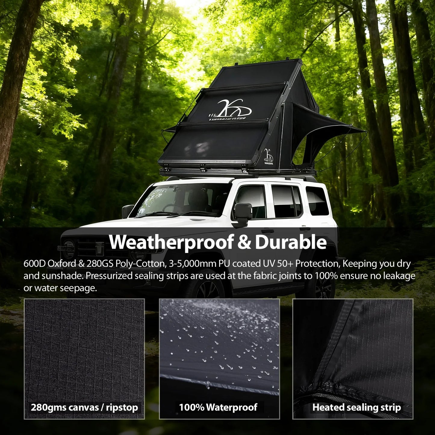 YOUNGHUNTER SUV Roof Top Tent Triangle Aluminum Hard Shell with Rainfly for Camping Upgraded