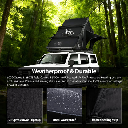 YOUNGHUNTER SUV Roof Top Tent Triangle Aluminum Hard Shell with Rainfly for Camping Upgraded