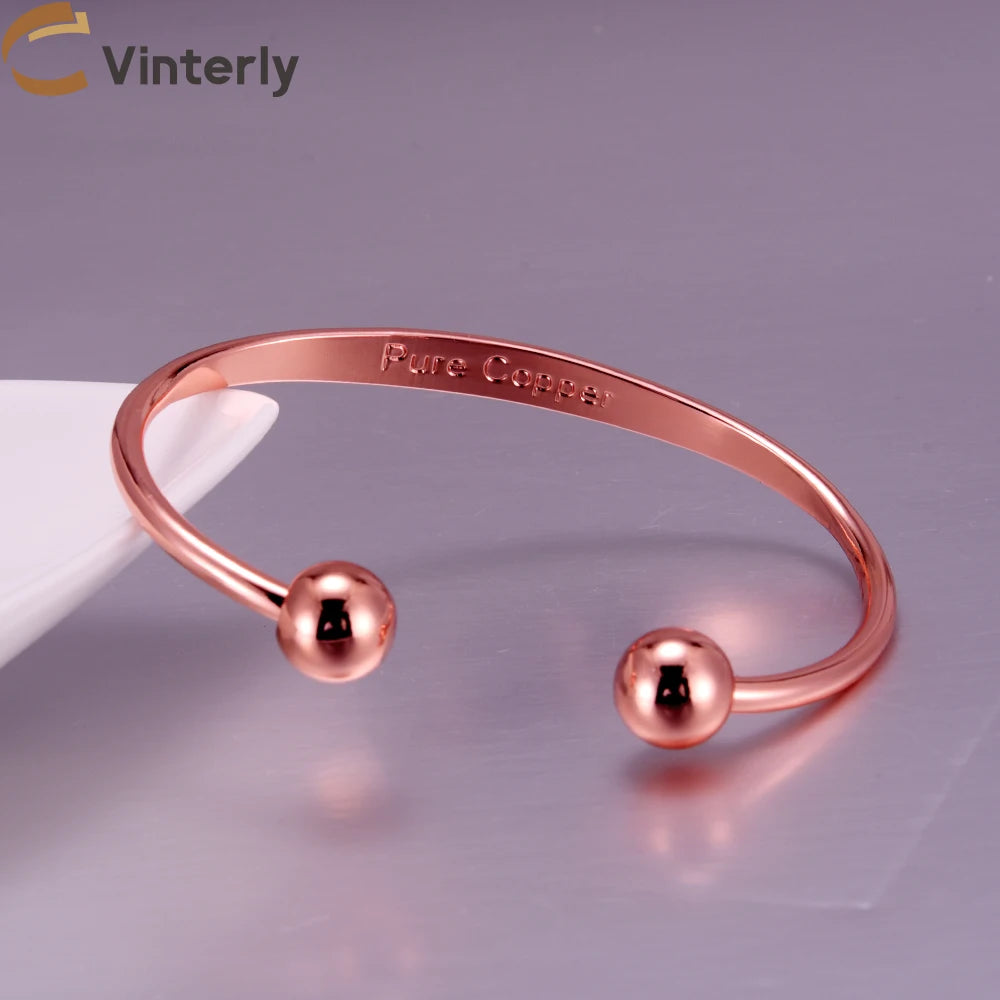 Vinterly Pure Copper Bracelets Magnetic Shiny Adjustable Bangles Arthritis Pain