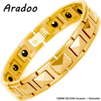 ARADOO Premium Ceramic Titanium Steel Bracelet for Men Women with Hematite Magne