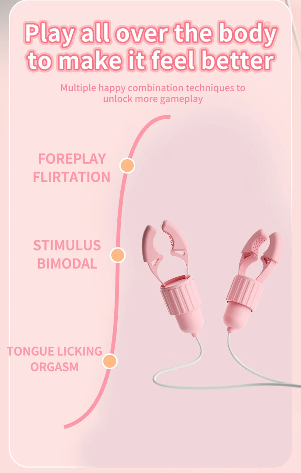 Vibrating Nipple Clamp Tongue Licking Sucking Vibrator For Women Breast Massage Labia Clitoris Clip Stimulation Massager Sex Toy