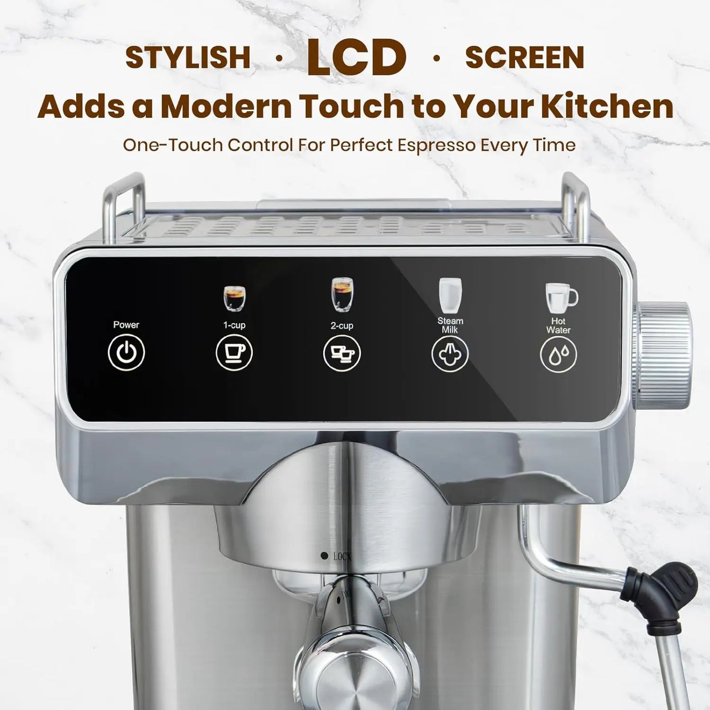 Expresso Coffee Machines with Touchscreen 20 Bar Professional Espresso Maker with Milk Frother Hot Water Stainless Steel