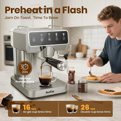 Expresso Coffee Machines with Touchscreen 20 Bar Professional Espresso Maker with Milk Frother Hot Water Stainless Steel