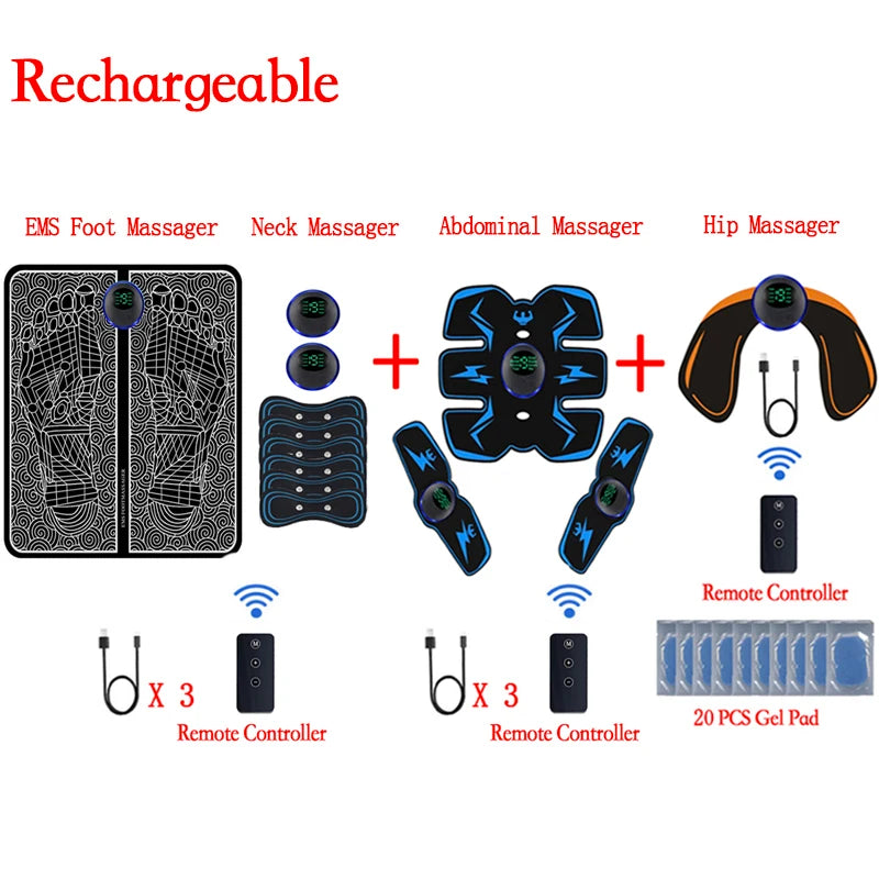 Remote Controller EMS Muscle Stimulator Smart Electric Fitness Abdominal Training Weight Loss Stickers Body Slimming Massager