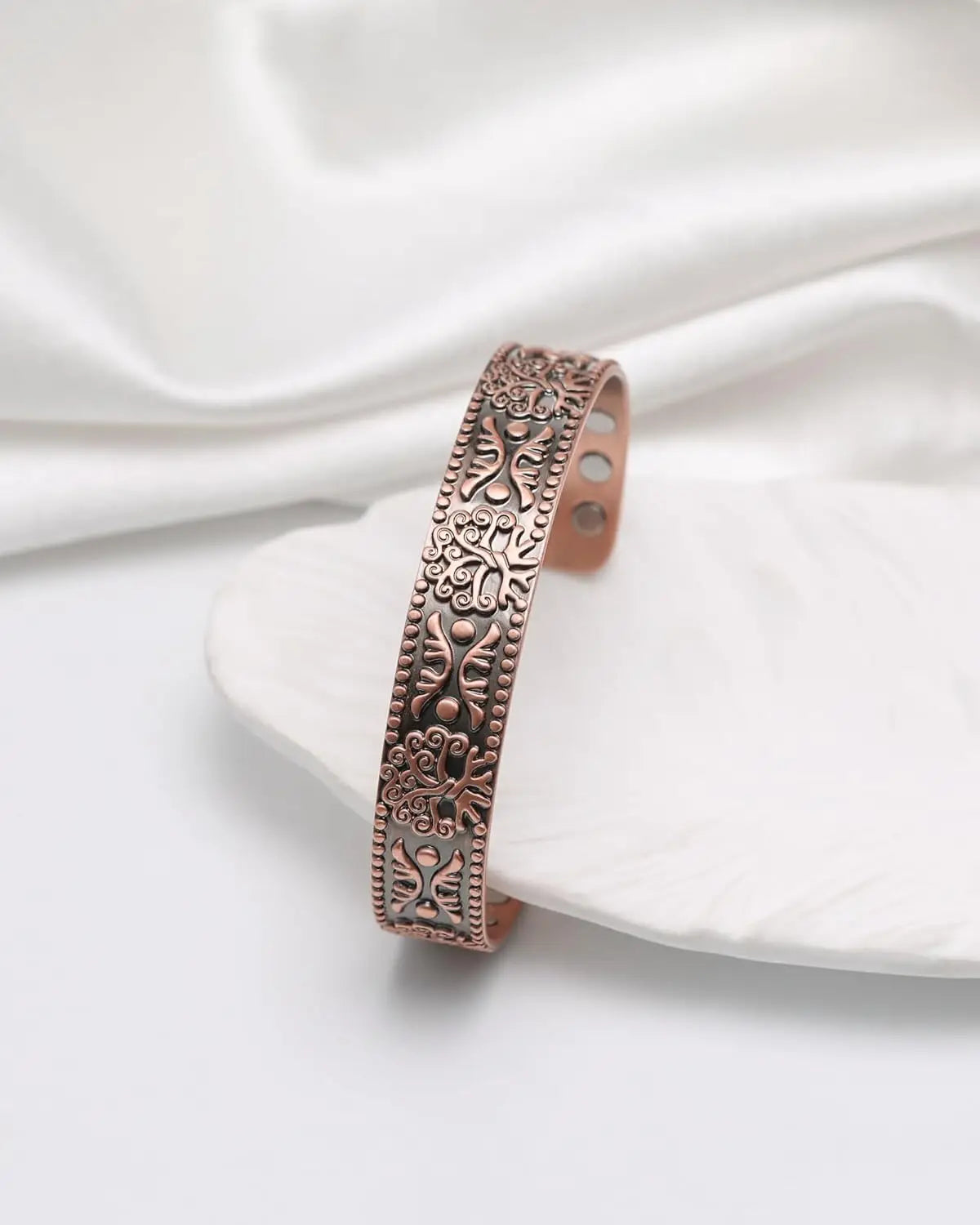 ARADOO Pure Copper Bracelet for Men Women Sophisticated Pattern Design Cuff Bang