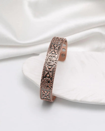 ARADOO Pure Copper Bracelet for Men Women Sophisticated Pattern Design Cuff Bang