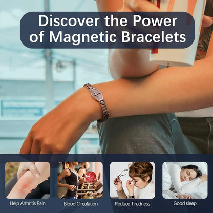 ARADOO Classic Cross Copper Bracelets for Women Men Magnetic Couple Copper Brace