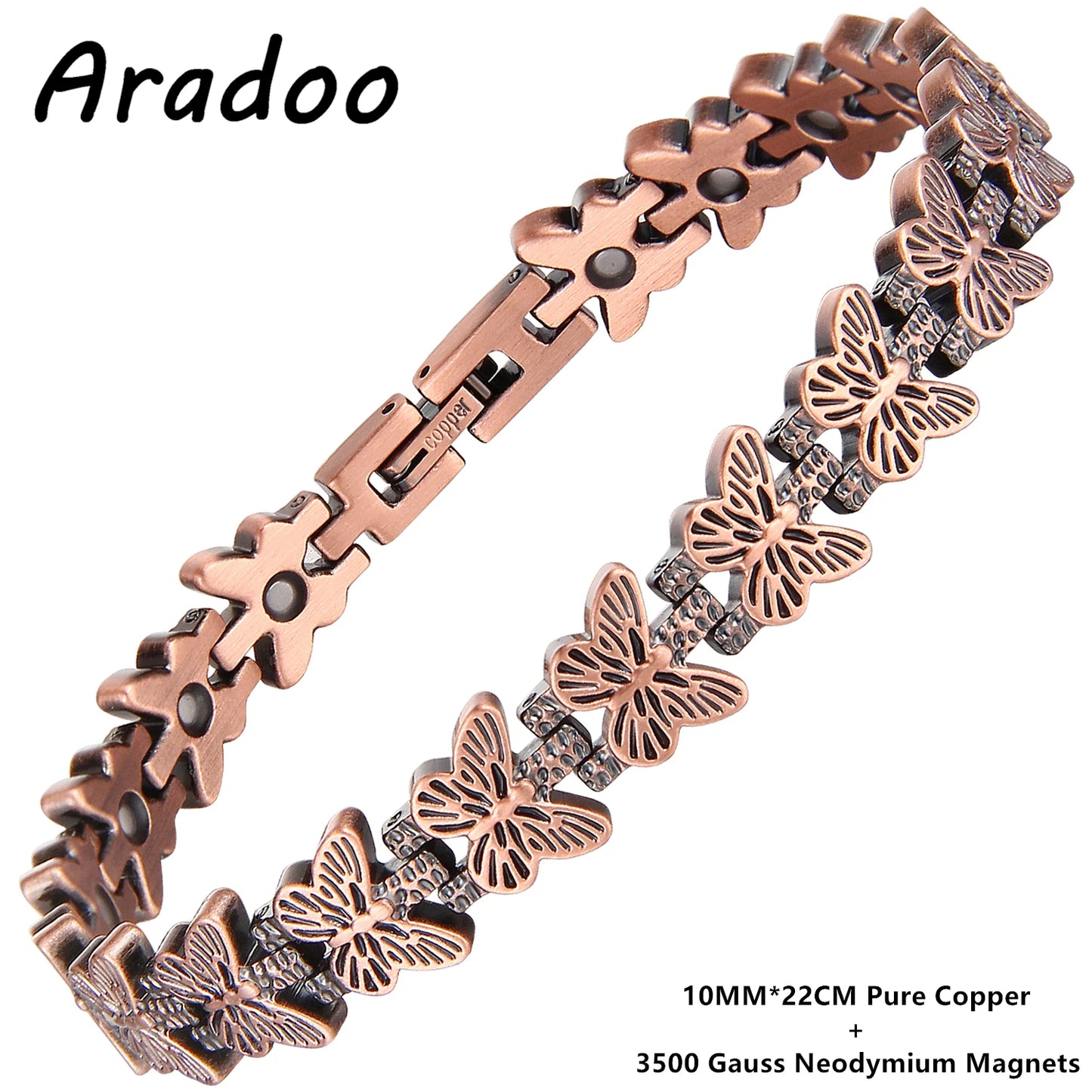 ARADOO Copper Bracelets for Women 99.9% Pure Copper Magnetic Adjustable Wristban