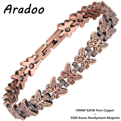 ARADOO Copper Bracelets for Women 99.9% Pure Copper Magnetic Adjustable Wristban