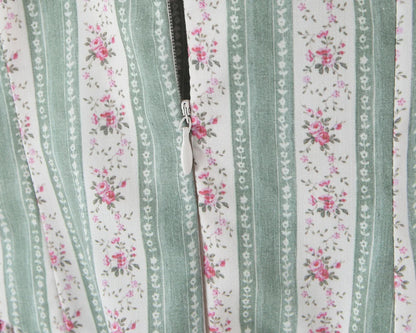 YENKYE Green Striped Floral Print Sexy Spaghetti Straps Dresses Women Elegant A-line Midi Vacation Party Dresses Summer Robe