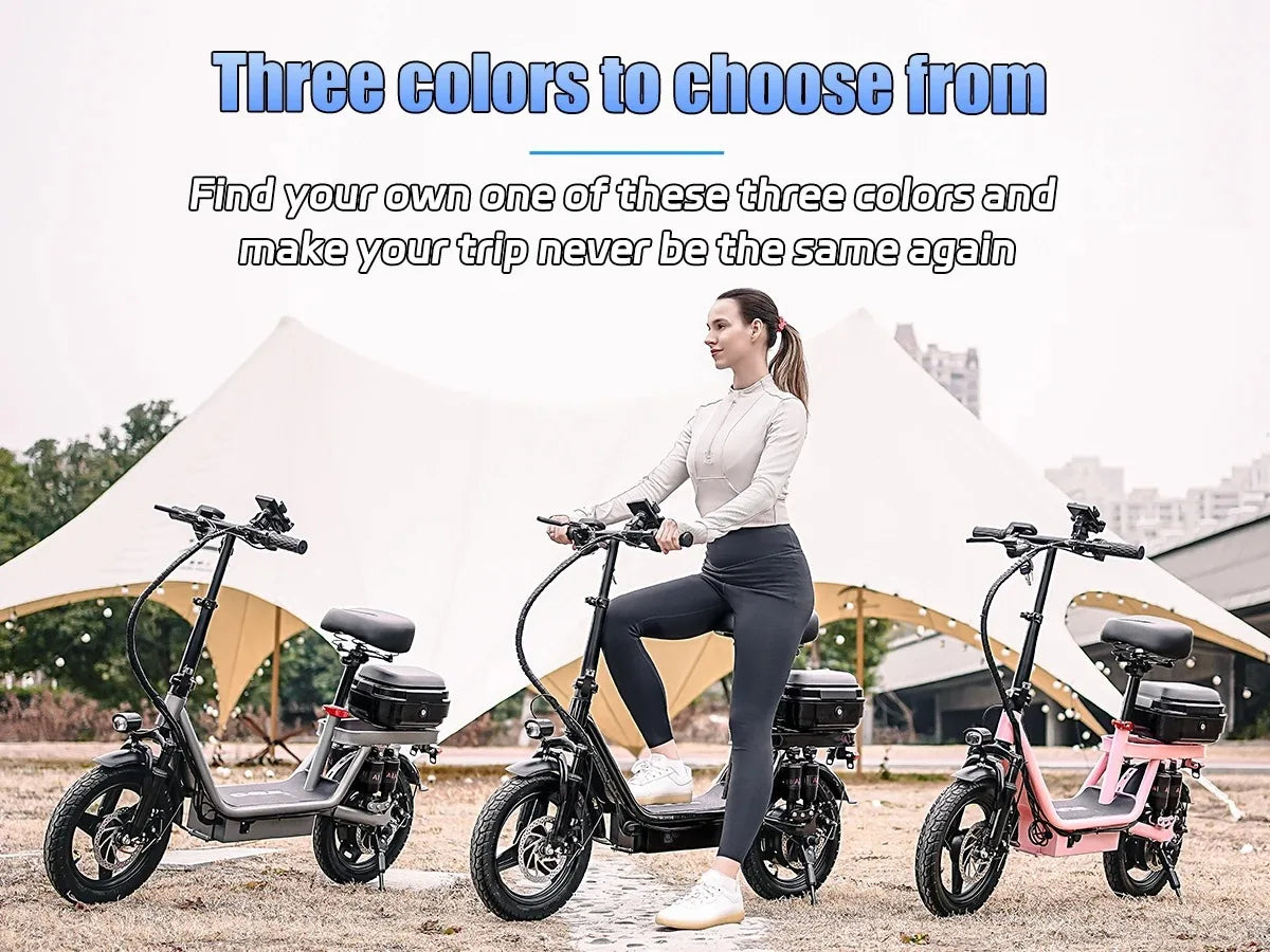 UPlee GQ8 Adult Electric Bike 750W Peak Motor 48V15AH electric scooter 14 Inch fat tire Full Shock Foldable with trunk e bike