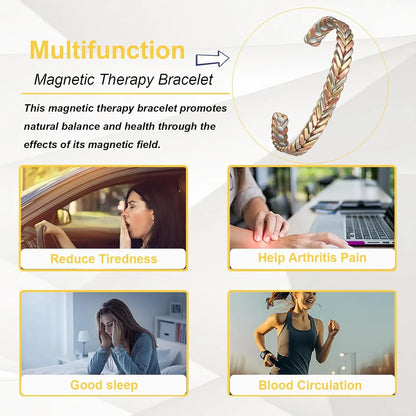 ARADOO Pure Copper Bracelets for Women 3500 Gauss Magnetic Therapy Braided Cuff