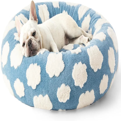 Warm Donut Calming Bed, Fluffy Soft Plush Round Pet Bed for Small/Medium/Large Dogs & Cats, Black Friday Pick