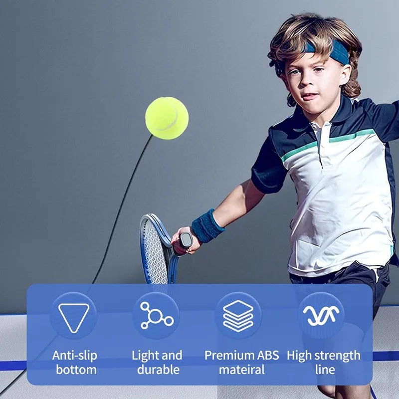 Portable Solo Tennis Trainer - With Bounce Ball & Practice Rope, Easy Setup for Backyard, Court or Gym, Improve Skills Anywhere