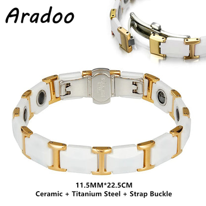 ARADOO Classic Dreamy Blue Ceramic Titanium Steel Bracelets Strap Buckle Design