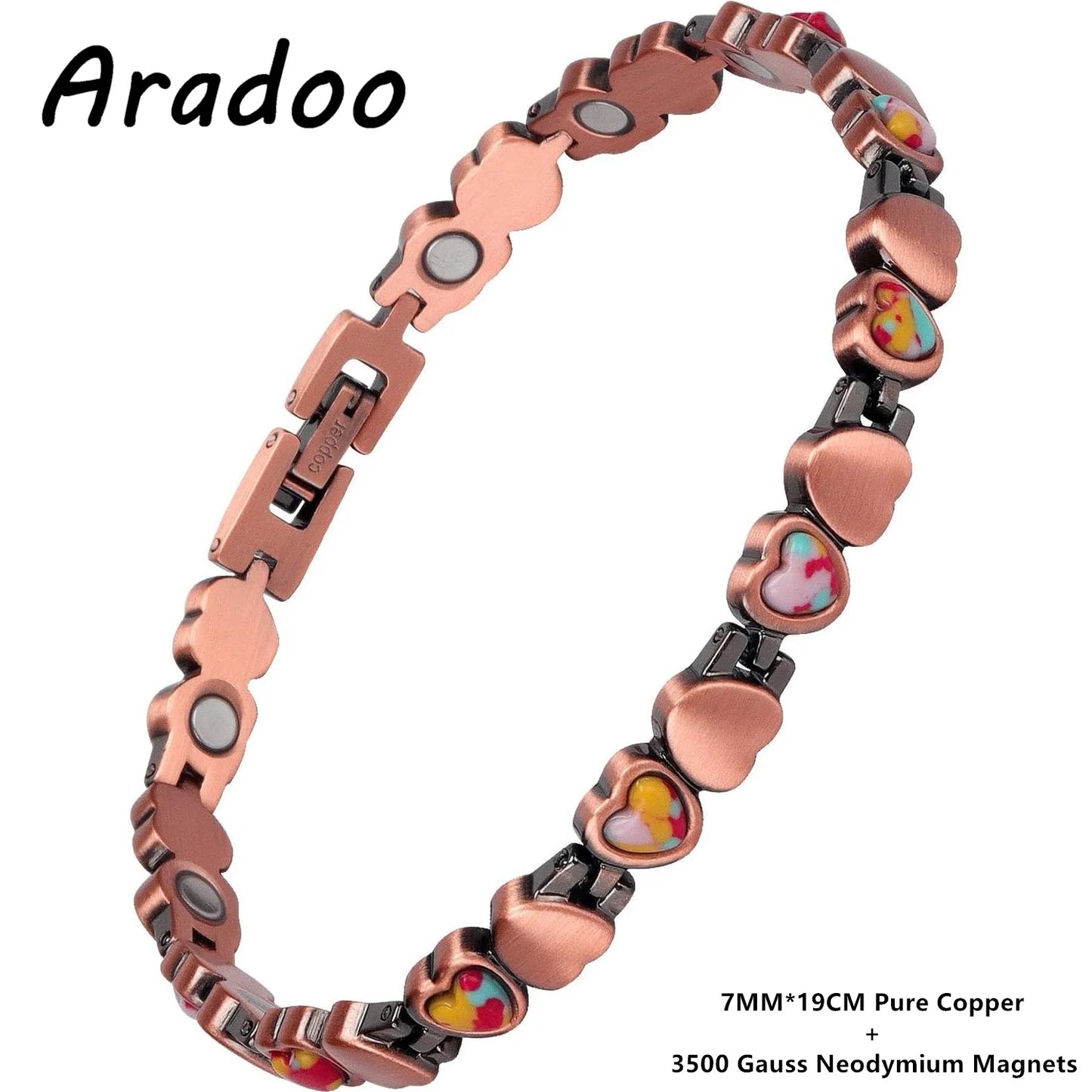 ARADOO Pure Copper Bracelets for Women with Turquoise Ultra Strength Magnetic Wr