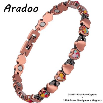 ARADOO Pure Copper Bracelets for Women with Turquoise Ultra Strength Magnetic Wr